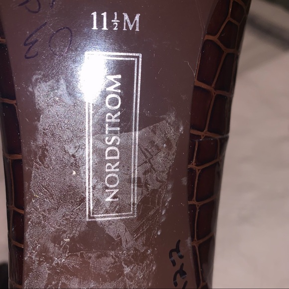 NORDSTROM brand size 11.5 faux crocodile brown leather heel brand new not worn - Picture 12 of 13